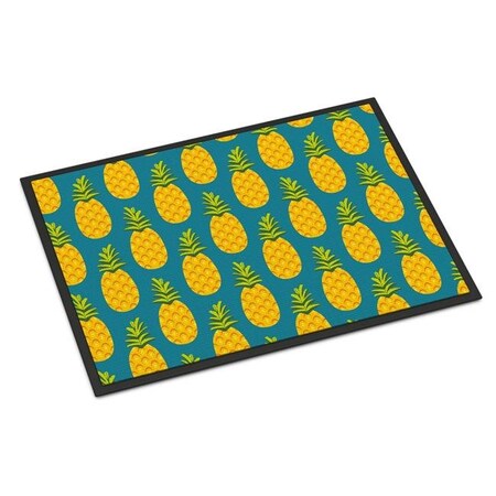 Jensendistributionservices Pineapples on Teal Indoor or Outdoor Mat; 18 x 27 in. MI627672